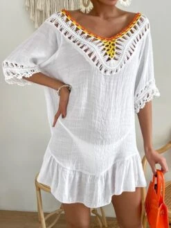 Contrast Crochet Ruffle Hem Cover Up -Shein Clothing Store 1672811701493a01edb498deb369ad62adf9b08494 thumbnail 405x552