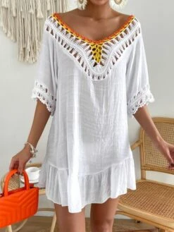 Contrast Crochet Ruffle Hem Cover Up -Shein Clothing Store 16728117030b919fbf02ff06217918628a36a5b380 thumbnail 405x552
