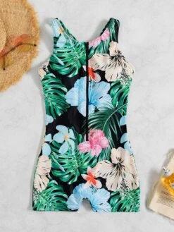 Tropical Print Zip Front Cut Out One Piece Swimsuit -Shein Clothing Store 16735961824f6eecefec3228de814457d86b347fcd thumbnail 405x552