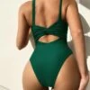 Ring Linked Plunging One Piece Swimsuit