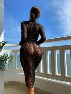 BOUDOIRCORE Floral Lace Open Front Cover Up