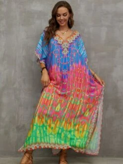 Ombre Geo Print Batwing Sleeve Cover Up Dress -Shein Clothing Store 1675919910b4cfc40b6f5c501e1c1296694d256561 thumbnail 405x552