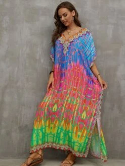 Ombre Geo Print Batwing Sleeve Cover Up Dress -Shein Clothing Store 1675919913ae70f08280183c96f4c6189aab5fa9bc thumbnail 405x552