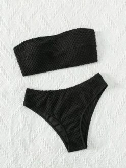 Textured Bikini Set Bandeau Top & High Waisted Bottom 2 Piece Swimsuit -Shein Clothing Store 1676001227e8cd85f6df82ad9d6d0970386264b9ff thumbnail 405x552