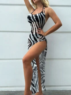 Zebra Striped Split Thigh Halter Neck Backless Mesh Cover Up Dress -Shein Clothing Store 1676356416a098b31fc682b30de827567ac0cbacf5 thumbnail 405x552
