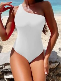 Cut-out Knot One Shoulder One Piece Swimsuit
