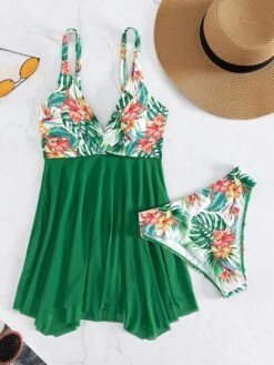 Plant Print Swim Dress With Bikini Bottom -Shein Clothing Store 167660557883e807b9d63df4e303db84b3e2ada4b3 thumbnail 405x552