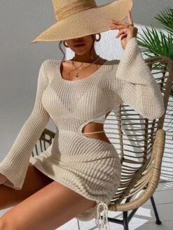 Cut Out Drawstring Side Cover Up Dress Without Bikini -Shein Clothing Store 1677213494446d13f3ec212235700e0312427c903d thumbnail 405x552