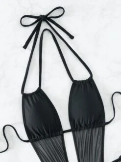 Contrast Mesh Tie Halter One Piece Swimsuit -Shein Clothing Store 16774622072f4fefe59373b9901d51a3207a888393 thumbnail 405x552