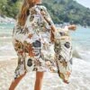 SHEIN VCAY Tropical Print Batwing Sleeve Kimono