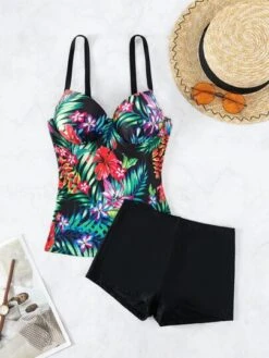 Tropical Print Tankini Set Push Up Underwire Swim Cami Top & Shorts 2 Piece Bathing Suit -Shein Clothing Store 167766438474772bd73372cc6dc4b9195d787124f2 thumbnail 405x552