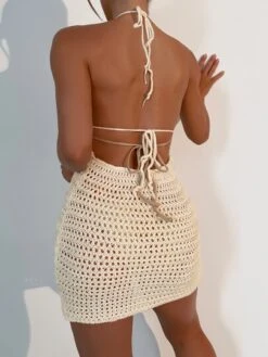 Hollow Out Halter Cover Up Dress