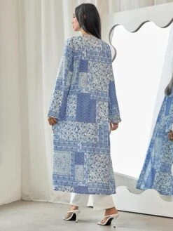 SHEIN Mulvari Paisley Patchwork Print Open Front Kimono