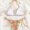 Floral Print Halter Triangle Bikini Swimsuit