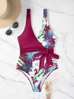 Tropical Print Knot Side One Piece Swimsuit -Shein Clothing Store 1678169114cb61cbae0d98ccdb4ca228c02cc1d3db thumbnail 405x552