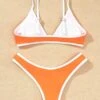 Contrast Binding High Cut Bikini Swimsuit