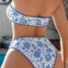 Floral Print Bikini Set Bandeau Bra & Bikini Bottom 2 Piece Bathing Suit