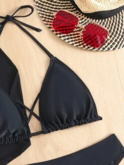 Criss Cross Halter Triangle Bikini Swimsuit With Cover Up -Shein Clothing Store 1678416914ad1805a433b1d26ed4d966a9d4fc3656 thumbnail 405x552