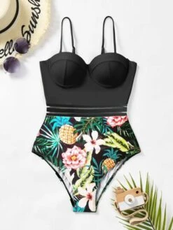 Tropical Print Push Up One Piece Swimsuit -Shein Clothing Store 1678441632e24159a0d4334e48d8fd99e1d9f37f52 thumbnail 405x552
