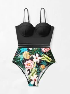Tropical Print Push Up One Piece Swimsuit -Shein Clothing Store 1678441640c5474222155bbbad0f6640835a01ea59 thumbnail 405x552