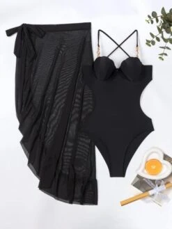 Cut-out Chain Detail One Piece Swimsuit With Beach Skirt -Shein Clothing Store 16786845964a941dd4fd374e8e6f0dbe3527bbad67 thumbnail 405x552