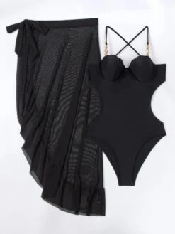 Cut-out Chain Detail One Piece Swimsuit With Beach Skirt -Shein Clothing Store 16786846003183a6900e9377a9e2e8617ce7421e55 thumbnail 405x552