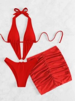 Ring Linked Halter One Piece Swimsuit With Beach Skirt -Shein Clothing Store 16786896711f99c202e0ab22f37ecb33f3b20ebe8b thumbnail 405x552