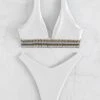 Contrast Tape High Cut Bikini Swimsuit