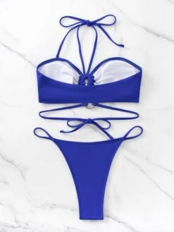 Ring Linked Halter Bikini Swimsuit
