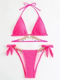 Textured Bikini Set Rhinestone Chain Decor Triangle Bra Top & Tie Side Bikini Bottom 2 Piece Swimsuit -Shein Clothing Store 1678936291abc9a3debb8307bbbe6d6ca7f9241f51 thumbnail 405x552