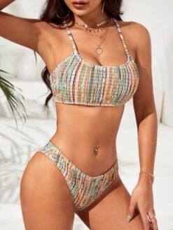 Colorful Striped Bikini Set Smocked Cami Top & Bikini Bottom 2 Piece Swimsuit -Shein Clothing Store 16790444790a4a235800d18bc090d9e9f1eceaa9d6 thumbnail 405x552