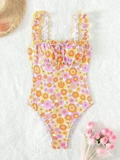Floral Print Tie Front One Piece Swimsuit -Shein Clothing Store 1679276471bc49dd37c2cc87e50a82d767d1b522fb thumbnail 405x552