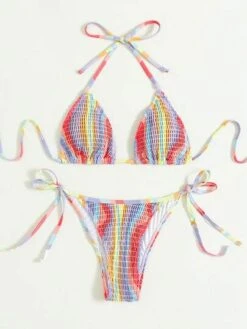 Striped Smocked Halter Triangle Bikini Swimsuit -Shein Clothing Store 16792836969fcdfd917b9b29b62093d44a7d672893 thumbnail 405x552