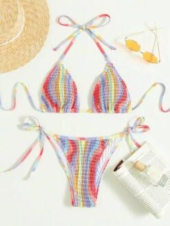 Striped Smocked Halter Triangle Bikini Swimsuit -Shein Clothing Store 16792837032703ecafae0d77fa80c4d7dd3451cd63 thumbnail 405x552