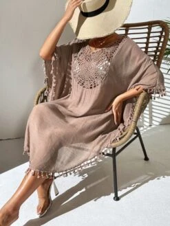 Contrast Crochet Tassel Trim Cover Up Dress -Shein Clothing Store 1679299041e1004b0500b000bb55f864278e70efff thumbnail 405x552