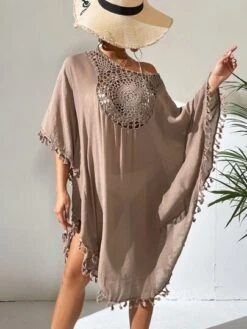 Contrast Crochet Tassel Trim Cover Up Dress -Shein Clothing Store 16792990431b56c79c861db2e6702df97dcd6943c3 thumbnail 405x552