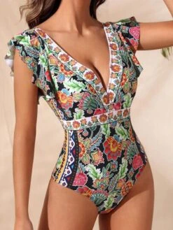 SHEIN Floral Print Ruffle Trim Plunging Neck Ruffle Trim One Piece Swimsuit -Shein Clothing Store 1679387269ceb7594873ed32a5d6c81f2260d7bcf9 thumbnail 405x552