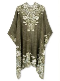 Tropical Print Open Front Kimono