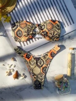 Geo Print Ring Linked Bandeau Bikini Swimsuit -Shein Clothing Store 1679551452507c56de97224c6048003cb82f2ea1f1 thumbnail 405x552