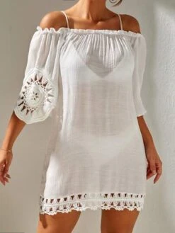 SHEIN Off Shoulder Crochet Cover Up Dress Without Bikini -Shein Clothing Store 1679639135ad1a663dfbca513fde5ffc773504934e thumbnail 405x552
