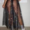 Contrast Sequin Mesh Cover Up Skirt