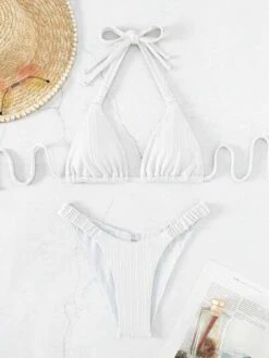 Cable Knit Bikini Set Halter Triangle Bra & Cheeky Bottom 2 Piece Bathing Suit -Shein Clothing Store 1680055748f9f20c666fceec0f859790f39ee744e1 thumbnail 405x552