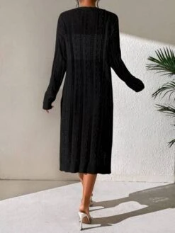 Hollow Out Drop Shoulder Open Front Kimono