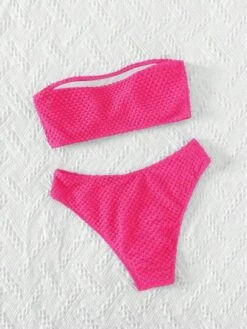 Solid Bandeau Bikini Swimsuit
