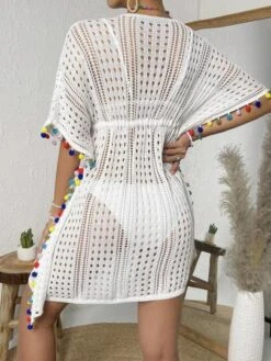 SHEIN VCAY Hollow Out Drawstring Waist Cover Up Skirt