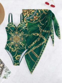 Chain Print Push Up One Piece Swimsuit With Beach Skirt -Shein Clothing Store 16808605697e082b55d7fb258f8f4676f4d488ee79 thumbnail 405x552