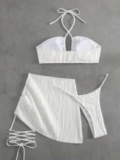 BOUDOIRCORE Plain Halter Bikini Swimsuit With Beach Skirt -Shein Clothing Store 1681090585a16e889c92ca4abeebfb4ad213a4ad9d thumbnail 405x552