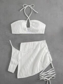 BOUDOIRCORE Plain Halter Bikini Swimsuit With Beach Skirt -Shein Clothing Store 168109059106a87dfd05eceaef86efb94c05a58979 thumbnail 405x552