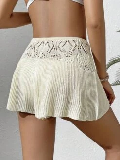 SHEIN Drawstring Front Hollow Out Cover Up Shorts
