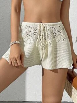 SHEIN Drawstring Front Hollow Out Cover Up Shorts -Shein Clothing Store 16810911894ff8af35b0df8f6e740f3c9483d9fa0a thumbnail 405x552